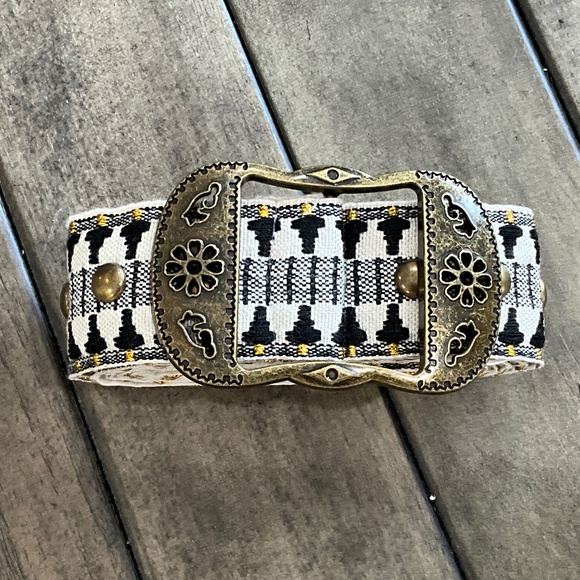 POL 58 Cloth Embroidered Adjustable Belt with Stud Detail Boho main image 4